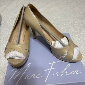 Marc Fisher Cream Peep Toe Heels